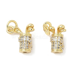Brass Micro Pave Cubic Zirconia Pendants, Golf Charms, Long-Lasting Plated, Cadmium Free & Lead Free, Rack Plating, Real 18K Gold Plated, 13x9.5x6mm, Hole: 3.3mm(X-KK-Z120-29G)