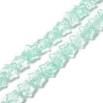 Transparent Glass Beads Strand, Star, Pale Turquoise, 10x10x4mm, Hole: 0.8mm, about 40pcs/strand, 13.39~14.17 inch(34~36cm)