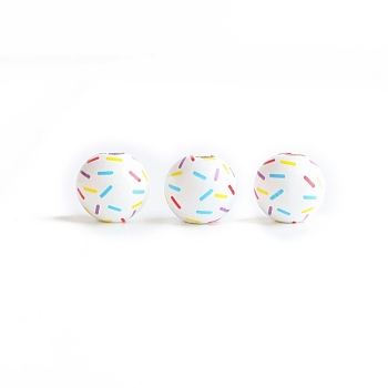 Printed Wood Beads, Round with Chocolate Pattern, Colorful, 16mm