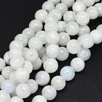 Natural Rainbow Moonstone Beads Strands, Round, 10mm, Hole: 0.8mm, about 40~41pcs/strand, 15.5~16.3 inch(341.5cm)