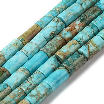 Natural Imperial Jasper Beads Strands, Dyed, Column, Turquoise, 8x4.5mm, Hole: 1.2mm, about 50pcs/strand, 15.75''(40cm)