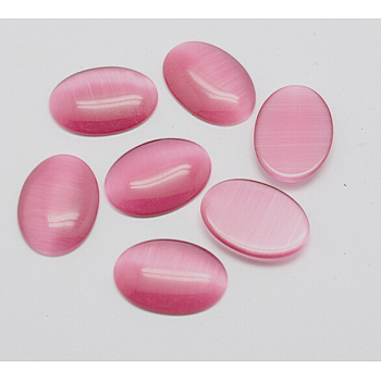 Cat Eye Cabochons, Oval, Hot Pink, 7x5x2mm
