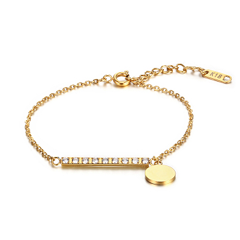 Stylish Stainless Steel Round Tag Chain Bracelet for Women Daily Wear, Golden