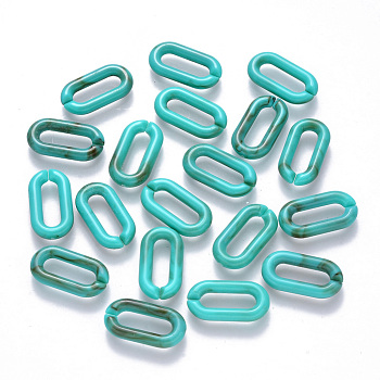 Acrylic Linking Rings, Quick Link Connectors, For Jewelry Cable Chains Making, Imitation Gemstone Style, Oval, Dark Turquoise, 20.5x11x3mm, Inner Diameter: 13.5x4mm, about 1200pcs/500g