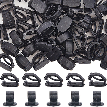 100Pcs Plastic Shoelace Buckle Clips, Shoe Decoration DIY Accessories, Black, 10x16x8.5mm