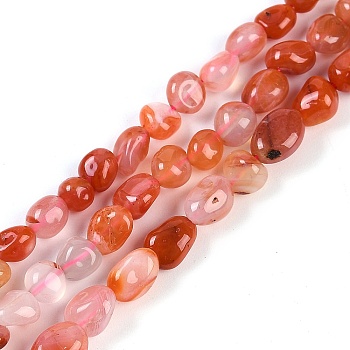 Natural Red Agate Beads Strands, Nuggets, Tumbled Stone, 4~6x7~10x4~6mm, Hole: 1mm, 15.75''(40cm)