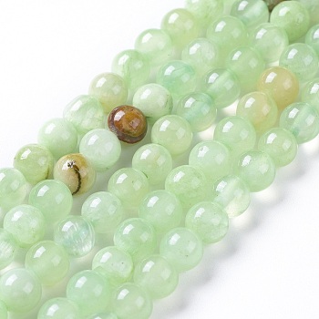 Natural Prehnite Beads Strands, Dyed, Round, 6mm, Hole: 1.2mm, about 65pcs/strand, 15.16 inch(38.5cm)