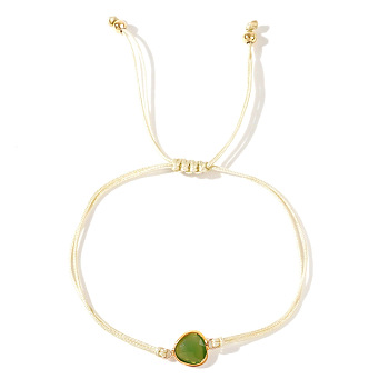 Elegant Golden Edge Glass Link Bracelets for Girlfriend and Family, Olive Drab, 11 inch(28cm)