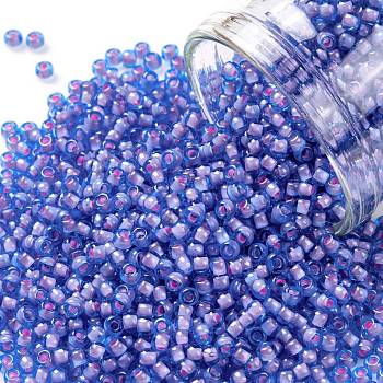 TOHO Round Seed Beads, Japanese Seed Beads, (938) Inside Color Aqua/Pink Lined, 11/0, 2.2mm, Hole: 0.8mm, about 50000pcs/pound