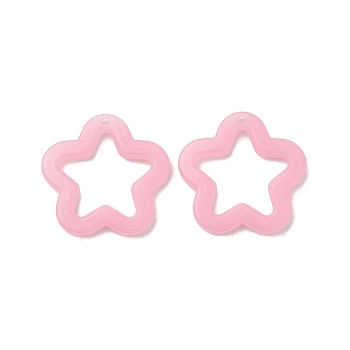 Imitation Jelly Acrylic Pendants, Star, Pink, 28.5x29.5x4mm, Hole: 1.8mm, about 340Pcs/500G