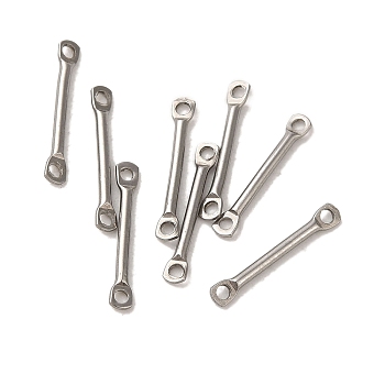 304 Stainless Steel Connector Charms, Bar Links, Stainless Steel Color, 15x2.5x1.2mm, Hole: 1.2mm