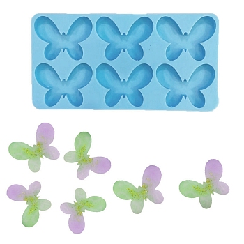 Butterfly Silicone Molds, Resin Casting Molds, for UV Resin & Epoxy Resin Jewelry Making, Light Sky Blue, 66x127x8mm, Inner Diameter: 40x14mm