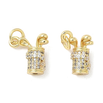 Brass Micro Pave Cubic Zirconia Pendants, Golf Charms, Long-Lasting Plated, Cadmium Free & Lead Free, Rack Plating, Real 18K Gold Plated, 13x9.5x6mm, Hole: 3.3mm