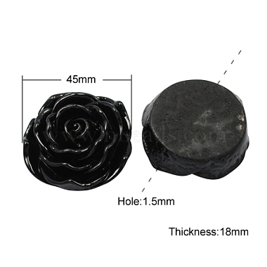 45mm Black Flower Resin Beads