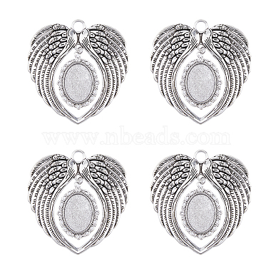 Antique Silver Wing Alloy+Glass Pendants