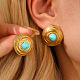 304 Stainless Steel Synthetic Turquoise Stud Earrings(FS-WG01727-12)-1
