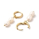 Ion Plating(IP) Double Natural Pearl Dangle Hoop Earrings(STAS-H175-27G)-2