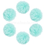 12Pcs Handmade Faux Rabbit Fur Pom Pom Ball Covered Pendants, Fuzzy Bunny Hair Balls, with Elastic Fiber, Aquamarine, 55~74mm, Hole: 5mm(WOVE-SC0001-06E)