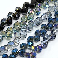 Half Plated Faceted Glass Teardrop Beads, Mixed Color, 8x8mm, Hole: 1mm(EGLA-F082-M)