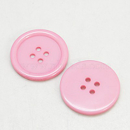 Resin Buttons, Dyed, Flat Round, Pink, 34x4mm, Hole: 3mm, 98pcs/bag(RESI-D030-34mm-05)