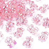 Transparent Acrylic Pendants, AB Color Plated, Bear, Pink, 20x13.5x10.5mm, Hole: 1.4mm, about 400pcs/500g(MACR-S373-113-C07)