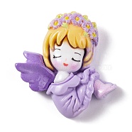 Opaque Resin Decoden Cabochons, Angel, Lilac, 33.5x29x8.5mm(CRES-O007-01F)