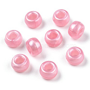 Plastic Pearlized Beads, Barrel, Pearl Pink, 9x6mm, Hole: 3.8mm, about 1900pcs/500g(KY-T025-01-D07)