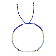 Glass Seed Braided Beaded Bracelets, Adjustable Bracelet, Blue, 11 inch(28cm)(XC9959-09)