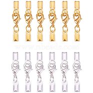 Brass&Alloy Clip Ends With Lobster Claw Clasps, Nice for Jewelry Making, Mixed Color, 33x5mm, 30set/color, 60set/box, Packaging Box: 7.4x7.2x1.7cm(KK-PH0034-23)