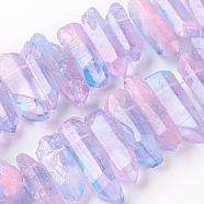 Natural Quartz Crystal Points Beads Strands, Lilac, 20~40x9~15x7~12mm, Hole: 1mm, about 17~19pcs/strand, 6.6~6.8 inch(17~17.5cm)(G-G767-06B)