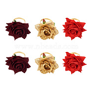 Elecrelive 6Pcs 3 Style Alloy Rope Napkin Rings, with Plastic Artificial Rose Flower, Napkin Holder Adornment, Restaurant Daily Accessories, Mixed Color, 2pcs/style(AJEW-EL0001-01)