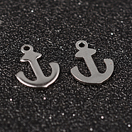 Anchor 304 Stainless Steel Charms, Stainless Steel Color, 12x9x1mm, Hole: 1mm(X-STAS-M249-01)