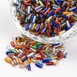 Silver Lined Round Hole Glass Bugle Beads, Mixed Color, 3~5x1.8~2mm, Hole: 0.8mm, about 12000pcs/450g(SEED-I001-MS)