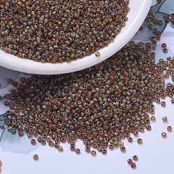 MIYUKI Round Rocailles Beads, Japanese Seed Beads, 11/0, (RR4505) Transparent Light Smoky Topaz Picasso, 2x1.3mm, Hole: 0.8mm, about 50000pcs/pound(SEED-G007-RR4505)