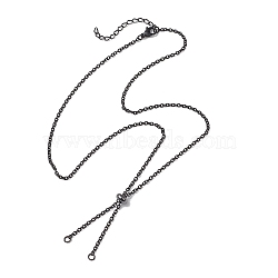 2MM 304 Stainless Steel Cable Chain Slider Necklace Making, with 304 Stainless Steel Lobster Claw Clasps, Black, 17.72 inch(45cm)(AJEW-JB01501)