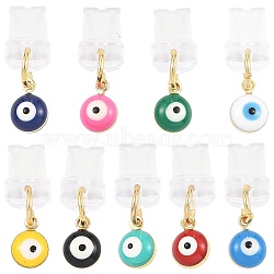 9Pcs Plastic Mobile Dustproof Plugs, Evil Eye, with Brass Enamel Pendants, Mixed Color, 24mm(HJEW-FS00100)