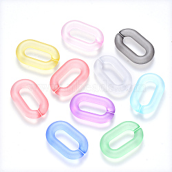 Transparent Acrylic Linking Rings, Quick Link Connectors, for Cable Chains Making, Frosted, Oval, Mixed Color, 31x19.5x5.5mm, Inner Diameter: 19.5x7.5mm(OACR-S036-006A-K)