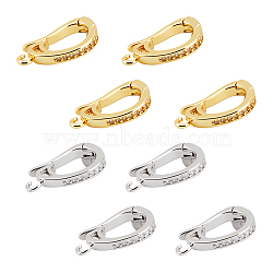 8Pcs 2 Colors Brass Micro Pave Clear Cubic Zirconia Fold Over Clasps, Long-Lasting Plated, Platinum & Golden, 18x9.5x2.5mm, Hole: 1.2mm, 4pcs/color(KK-UN0004-92)