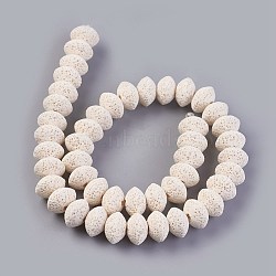 Natural Lava Rock Beads Strands, Dyed, Rondelle, White, 13~13.5x8.5~8.7mm, Hole: 2.5mm, about 46~47pcs/strand, 15.5 inch~15.94 inch(38.5~40.5cm)(G-I220-17A-06)