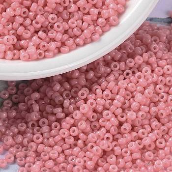 MIYUKI Round Rocailles Beads, Japanese Seed Beads, (RR4465) Duracoat Dyed Opaque Guava, 15/0, 1.5mm, Hole: 0.7mm, about 5555pcs/bottle, 10g/bottle