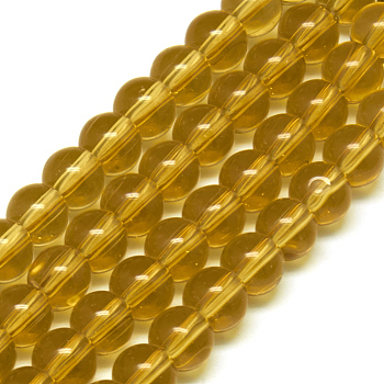 Glass Beads Strands, Round, Dark Goldenrod, 8mm, Hole: 1mm, about 40pcs/strand, 11 inch~12 inch