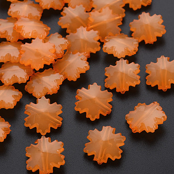 Imitation Jelly Acrylic Beads, Faceted, Snowflake, Dark Orange, 15x14x6mm, Hole: 1.6mm, about 970pcs/500g
