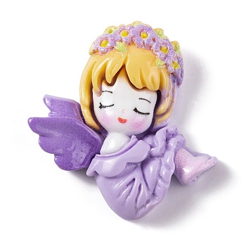 Opaque Resin Decoden Cabochons, Angel, Lilac, 33.5x29x8.5mm