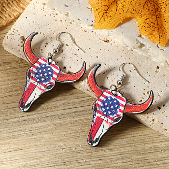 American Flag Independence Day Wood Dangle Earrings and Accessories, Castle