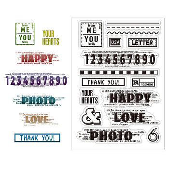 Custom PVC Plastic Clear Stamps, for DIY Scrapbooking, Photo Album Decorative, Cards Making, Number, 160x110x3mm