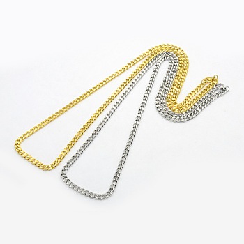 Men's 304 Stainless Steel Curb Chain Necklaces, with Lobster Claw Clasps, Faceted, Mixed Color, 24.4 inch(62cm)