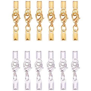 Brass&Alloy Clip Ends With Lobster Claw Clasps, Nice for Jewelry Making, Mixed Color, 33x5mm, 30set/color, 60set/box, Packaging Box: 7.4x7.2x1.7cm