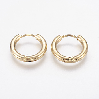 304 Stainless Steel Hoop Earrings, Golden, 15x2.5mm, Pin: 1mm