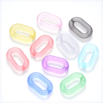 Transparent Acrylic Linking Rings, Quick Link Connectors, for Cable Chains Making, Frosted, Oval, Mixed Color, 31x19.5x5.5mm, Inner Diameter: 19.5x7.5mm