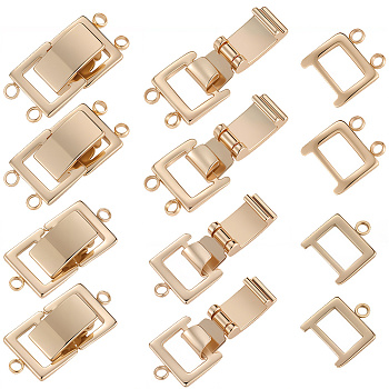 6Pcs 2 Style Brass Watch Band Clasps, with Hoop, Rectangle, Real 14K Gold Plated, 20~21x9~9.5x5mm, Hole: 1.2~1.5mm, 3pcs/style